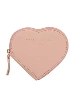 Pure Luxuries London Pure Luxuries Leather Heart Coin Purse, Pink, Women