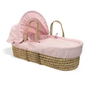 Clair de Lune Waffle Palm Moses Basket - Pink