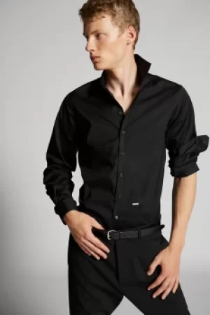 DSQUARED2 Men Shirt Black Size 36 97% Cotton 3% Elastane
