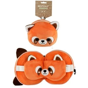 Relaxeazzz Plush Cutiemals Red Panda Round Travel Pillow & Eye Mask