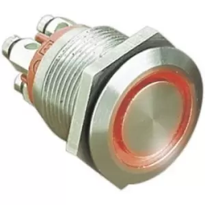 Bulgin MPI002/TERM/RD Tamper-proof pushbutton 24 V DC 0.05 A 1 x Off/(On) momentary Red (Ø x L) 22mm x 31mm IP66