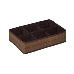 6-Section Storage Box in Dark Brown Bamboo