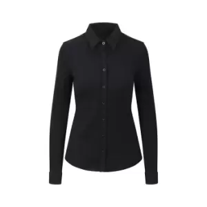 AWDis So Denim Womens/Ladies Anna Knitted Long Sleeve Shirt (M) (Black)