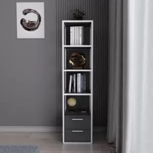 Decorotika - Robins 4-Tier Standard Bookcase, Bookshelf, Multifunctional Shelving Unit With Metal Frame, Two Drawers For Living Room, Bedroom,