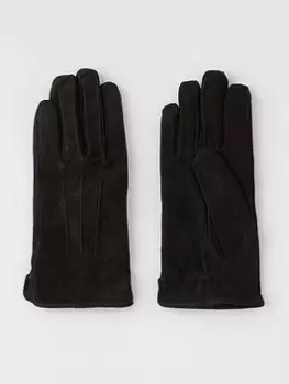 PIECES Nellie Suede Gloves - Black, Size L, Women