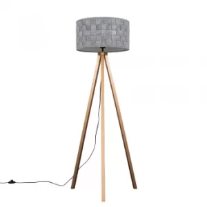 Barbro Copper Tripod Floor Lamp With XL Grey Felt Shade