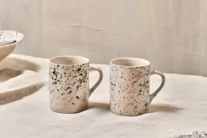 Nkuku Ama Splatter Mug Set Of 2 Tableware White Tall 10 x 8cm (Diameter)