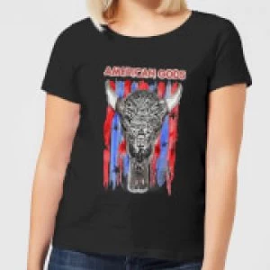 American Gods Skull Flag Womens T-Shirt - Black - M