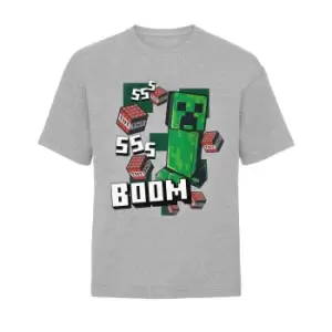 Minecraft Boys Boom T-Shirt (5-6 Years) (Heather Grey)