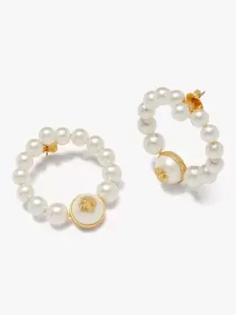 Kate Spade Pearls On Pearls Hoops, Cream/Gold, One Size