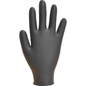 Bodyguard Disposable Gloves, Black, Nitrile, Powder Free, Textured Fingertips, Size L, Pk-100