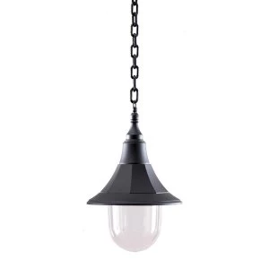 1 Light Outdoor Ceiling Chain Lantern Black Polycarbonate IP44, E27