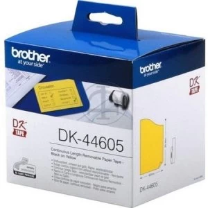 Brother DK-44605 P-touch Label Tape (62mm x 30.48m) Black On Yellow