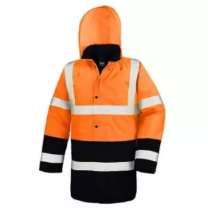 Result - Adults Unisex Core Motorway Two Tone Safety Jacket (xxl) (Fluorescent Orange/Black) - Fluorescent Orange/Black