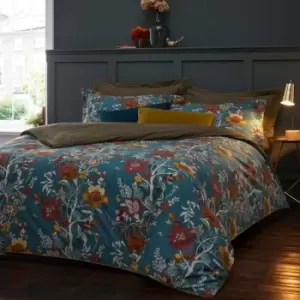 Paoletti Bloom King Duvet Cover Set Cotton Teal