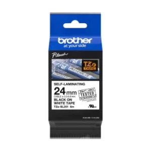 Brother TZE-SL251 P-touch Black On White Self-Laminating Labelling Tape 24mm x 8m (Original)