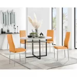 Furniture Box Adley Grey Concrete Effect Storage Dining Table and 4 Mustard Milan Chrome Leg Chairs