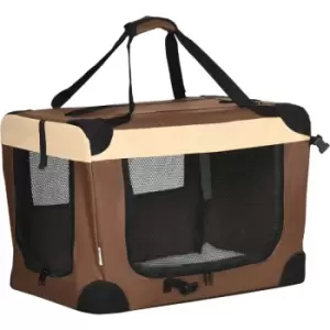 60cm Foldable Pet Carrier w/ Cushion for Mini Dogs and Cats - Brown - Pawhut