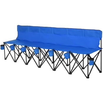 Outsunny - Folding Bench 6 Seat Camping Picnic Portable Steel Blue Outdoor Garden