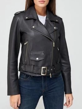 Armani Exchange Leather Jacket Black Size XL Women