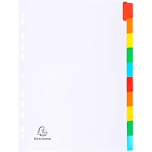 Exacompta Dividers A4 160g, 10 Part, White/Coloured Tabs, Plain, Pack of 20