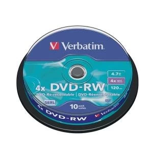 Verbatim DVD RW 4.7GB 4x Spindle 10 Pack 43552