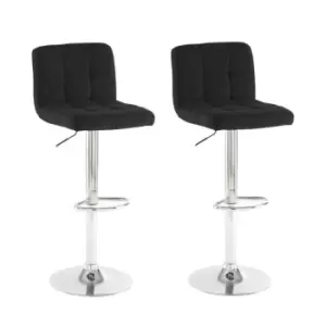 Neo Black Fabric Bar Stools With Polished Chrome Legs Set Of Two