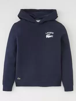 Boys' Lacoste Printed Hooded Sweatshirt Size 6 yrs Navy Blue