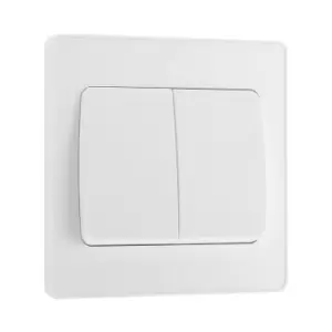 BG Evolve Pearl White Double Light Switch 20A 16Ax 2 Way Wide Rocker - PCDCL42WW