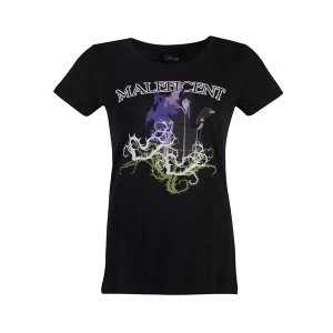 Disney - Maleficent Gel Printed Womens Medium T-Shirt - Black