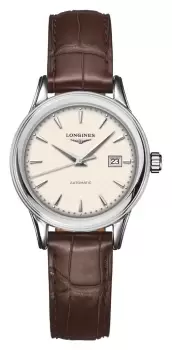LONGINES L43744792 Flagship Beige Dial Brown Leather Watch