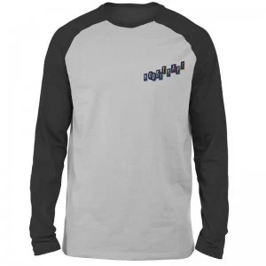 DC Birds of Prey Boobytrap Embroidered Unisex Long Sleeved Raglan T-Shirt - Grey/Black - XL