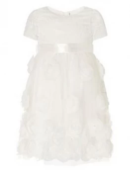 Monsoon Baby Girls 3D Roses Christening Dress - White, Size 6-12 Months