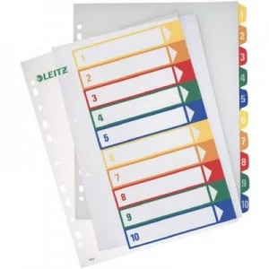 Leitz 12930000 Index A4, Oversized 1-10 Polypropylene Multicolour 10 dividers Printable 12930000