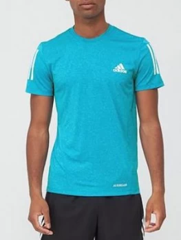 adidas Aeroready 3-Stripe T-Shirt - Cyan, Size L, Men