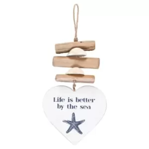 Better by the Sea Driftwood and MDF Hanging Heart Sign