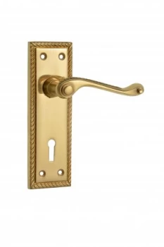 Wickes Cheshire Georgian Scroll Locking Door Handle - Polished Brass 1 Pair