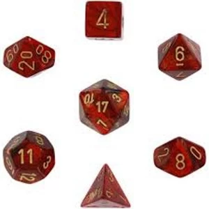 Chessex Poly 7 Dice Set: Scarab Scarlet/gold