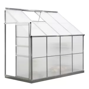 Outsunny Walk-In Garden Greenhouse Heavy Duty Aluminum Polycarbonate with Roof Vent Lean to Design for Plants Herbs Vegetables 252 x 125 x 221 cm