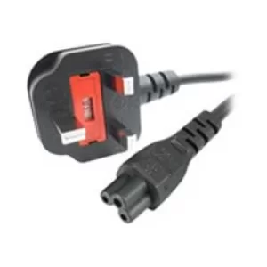 StarTech 2m Laptop Power Cord 3 Slot For UK Bs 1363 To C5 Clover Leaf Power Cable Lead