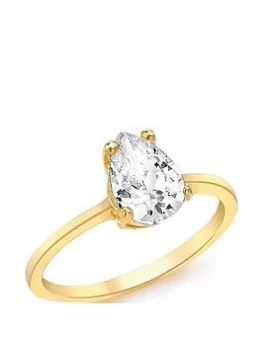 Love GOLD 9ct Yellow Gold Pear Cut Cubic Zirconia Ring, One Colour, Size K, Women