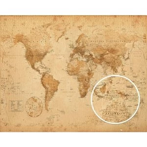 World Map Antique Style Mini Poster