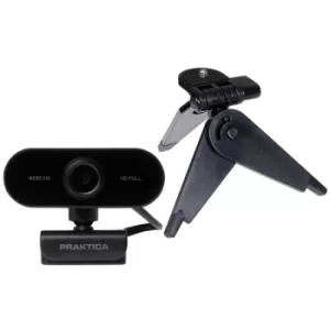 PRAKTICA Webcam Full HD Auto Focus USB Built in Microphone with Free Desktop Tripod