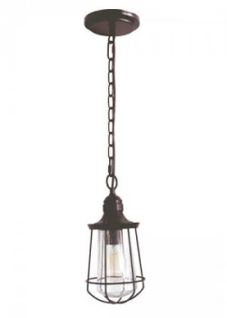 1 Light Small Ceiling Lantern Pendant Bronze, E27