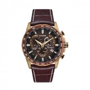 Citizen Black And Brown 'Perpetual Chrono A.T.' Chronograph Radio Controlled Eco-Drive Watch - Cb5896-03X - multicoloured