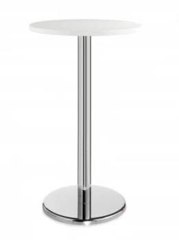 Pisa Circular Poseur Table With Round Chrome Base 600mm - White