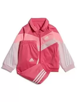 adidas Favourites Toddler Girls 3 Stripe Tricot Tracksuit - Bright Pink, Bright Pink, Size 12-18 Months, Women