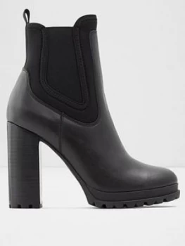 Aldo Elrudien Ankle Boots - Black Leather, Size 8, Women
