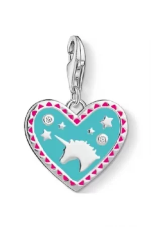 Ladies Thomas Sabo Sterling Silver Charm Club Heart With Unicorn Charm 1470-041-17