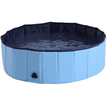 Foldable Dog Paddling Pool Pet Cat Swimming Pool Indoor/Outdoor Collapsible Summer Bathing Tub Shower Tub Puppy Washer (Φ100 x 30H cm, Blue) - Pawhut